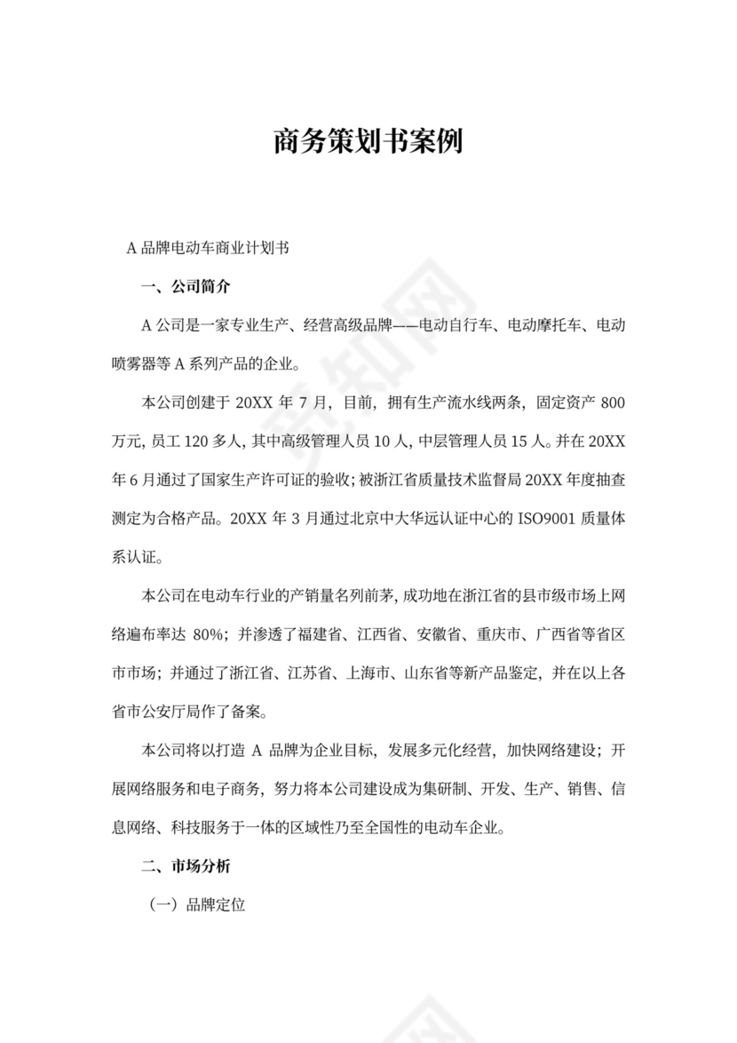 商务策划书案例