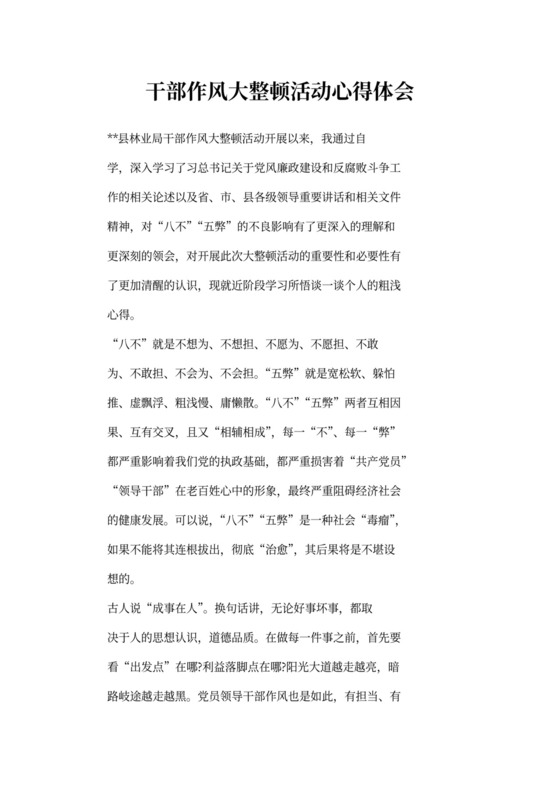 干部作风大整顿活动心得体会4篇