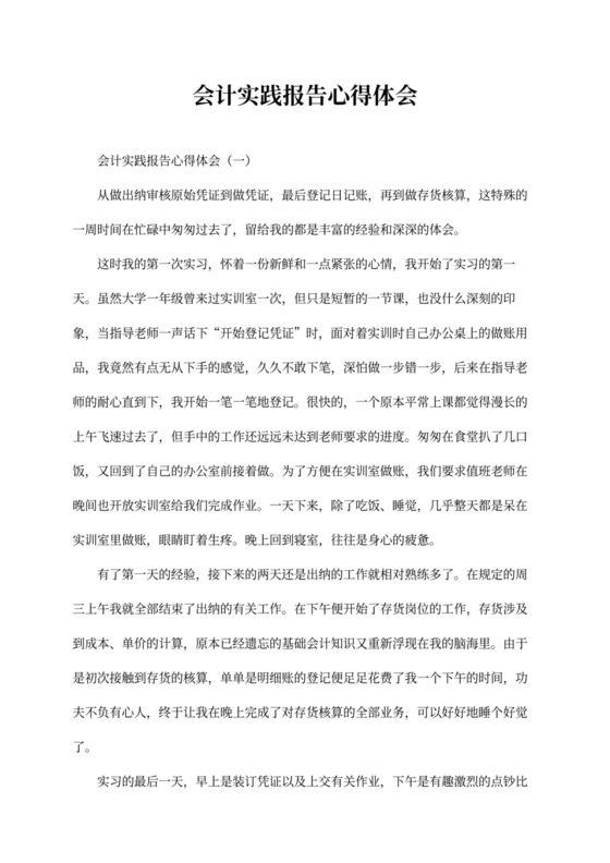 会计实践报告心得体会