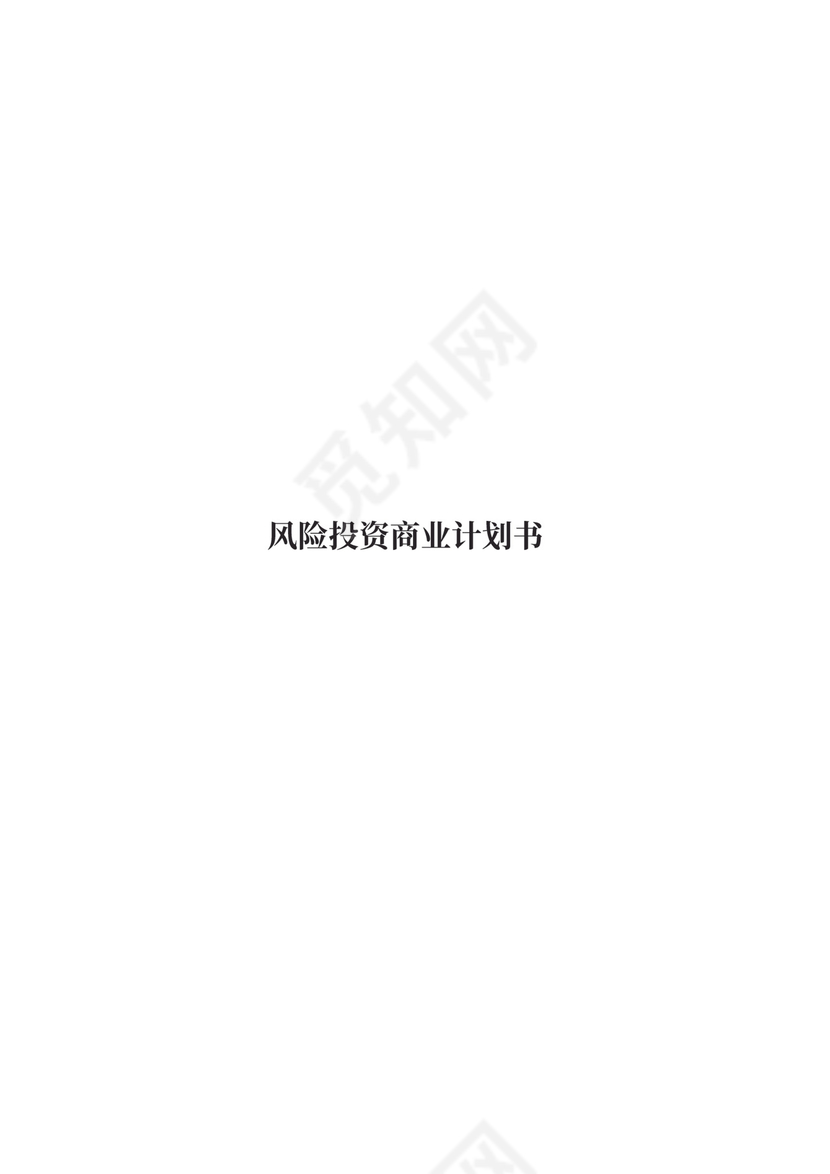 风险投资商业计划书