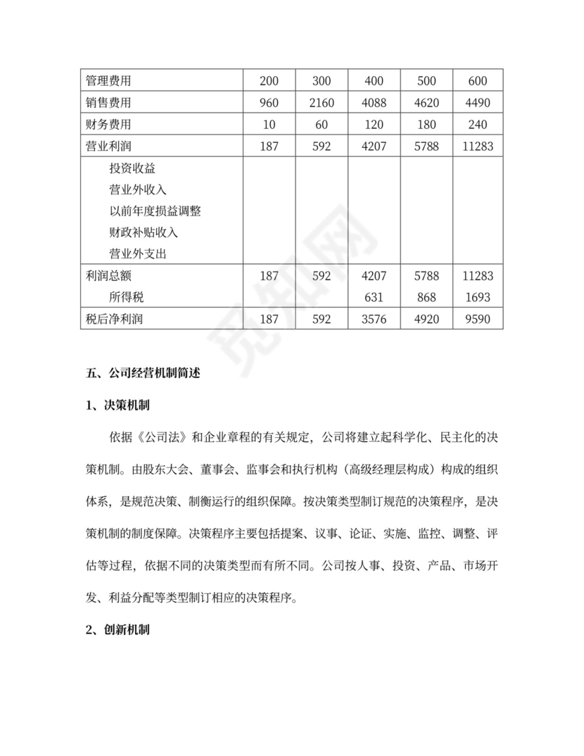 互联网商业计划书范本
