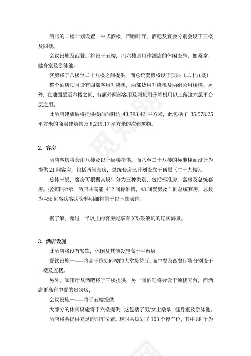 酒店商业计划书模板