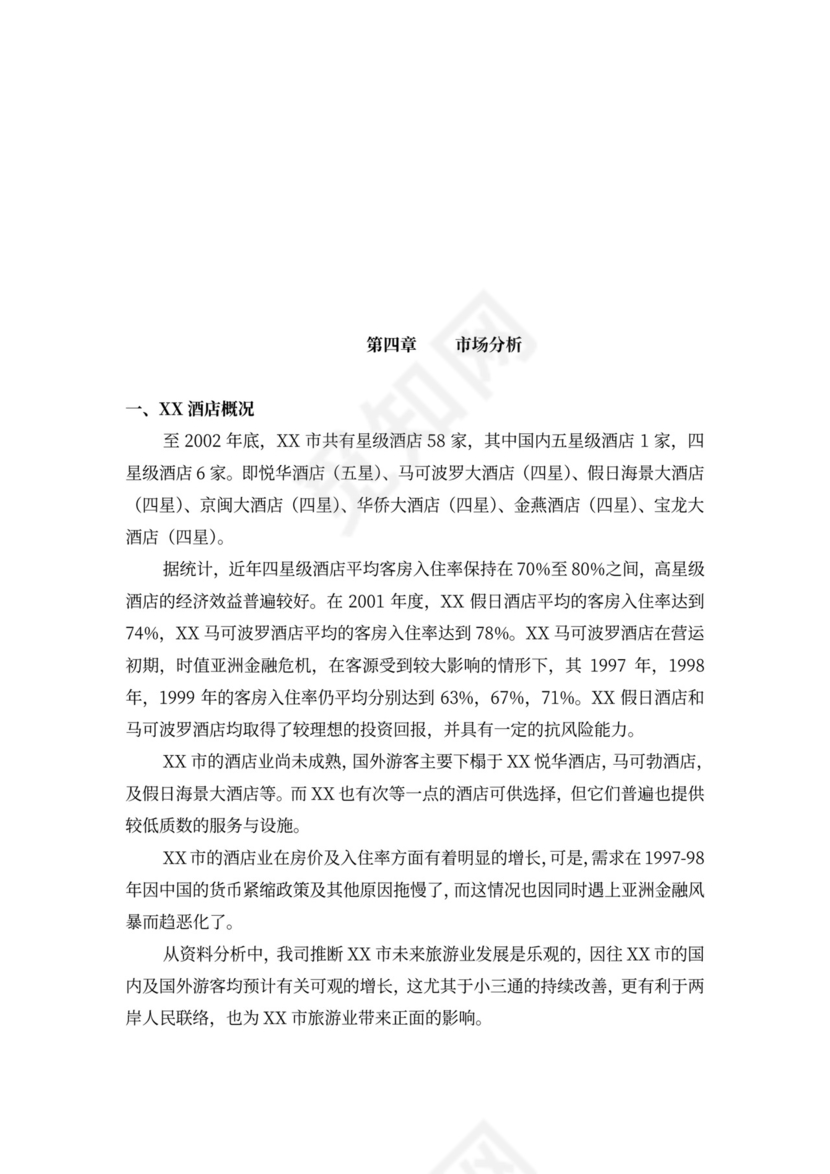 酒店商业计划书模板