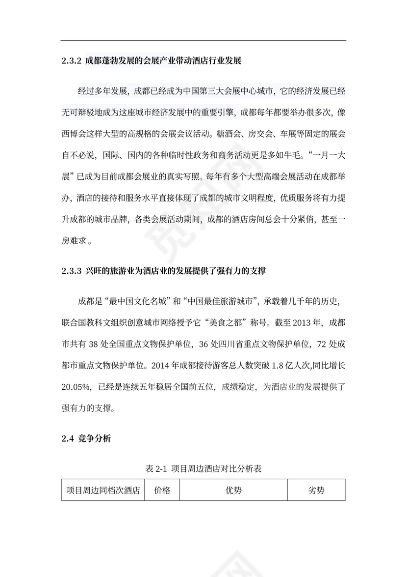 酒店商业计划书新