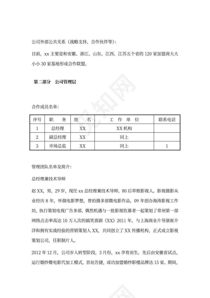 合作商业计划书