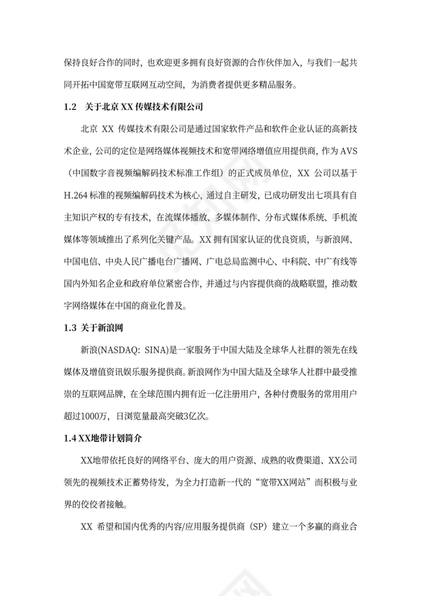 XX地带合作商业计划书