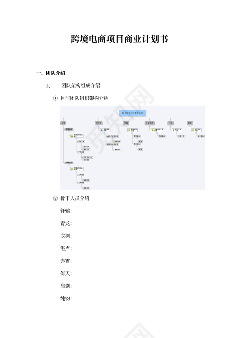 跨境电商项目商业计划书