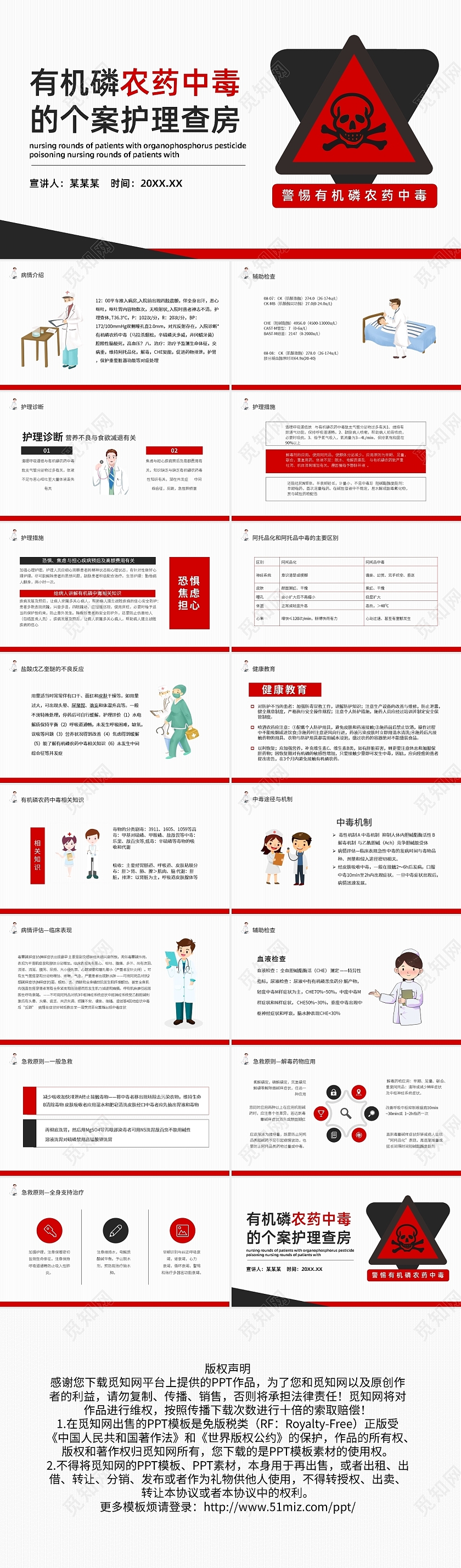 红黑简约有机磷农药中毒PPT模板宣传PPT动态PPT