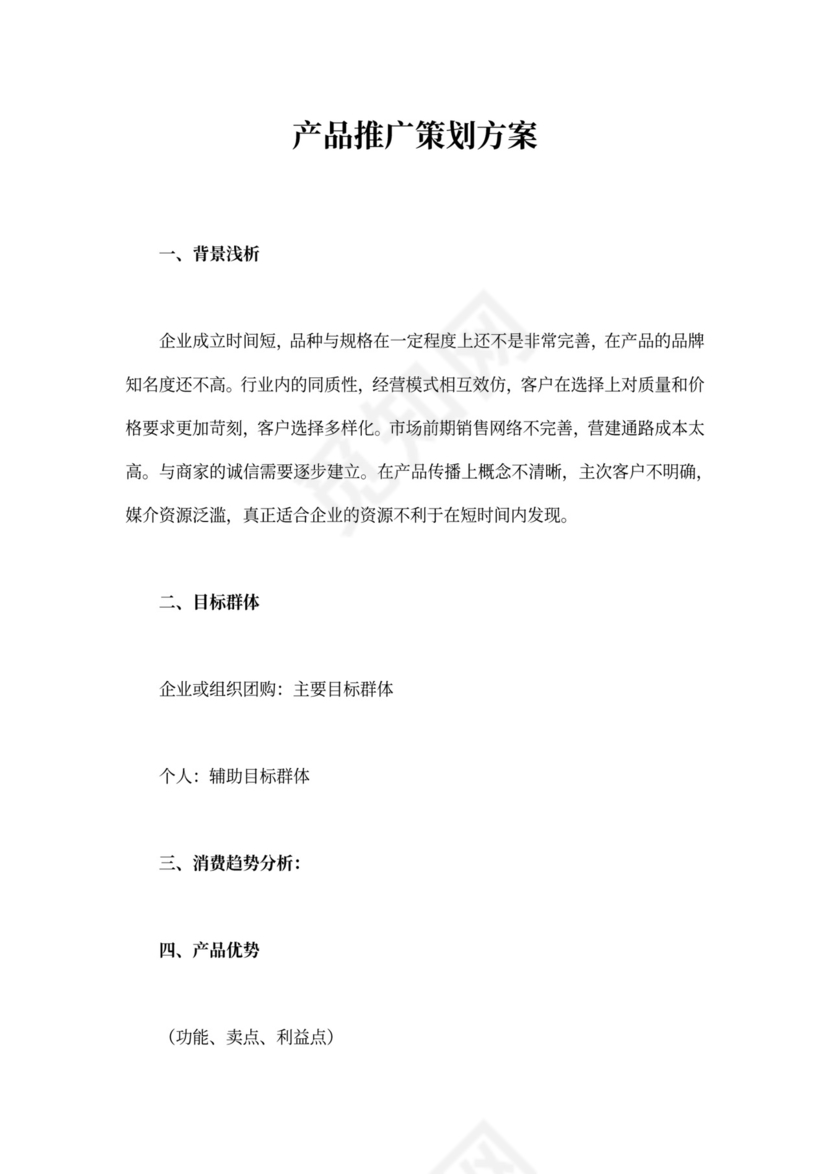 产品推广策划方案模板