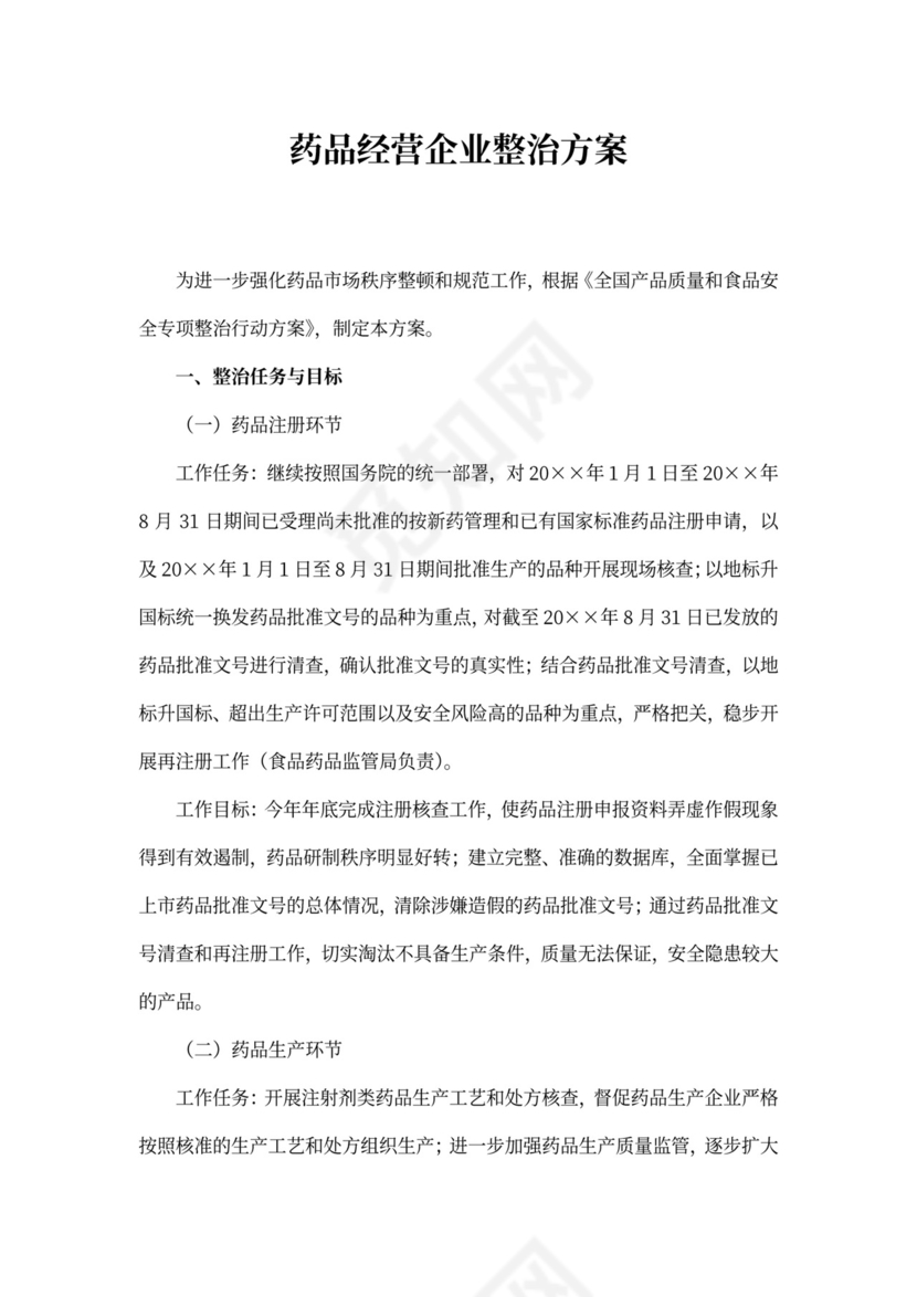 药品经营企业整治方案