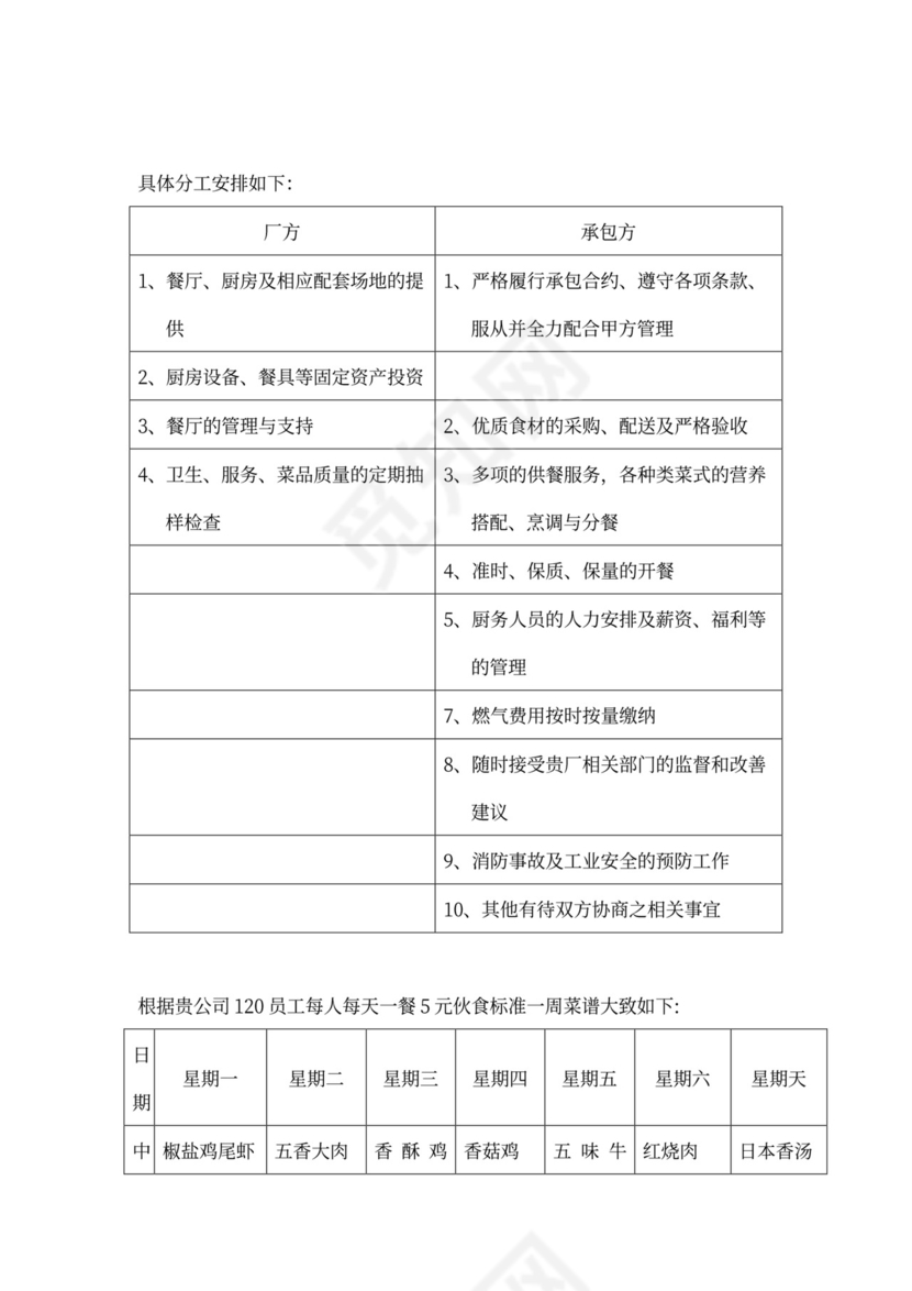 企业食堂经营承包方案