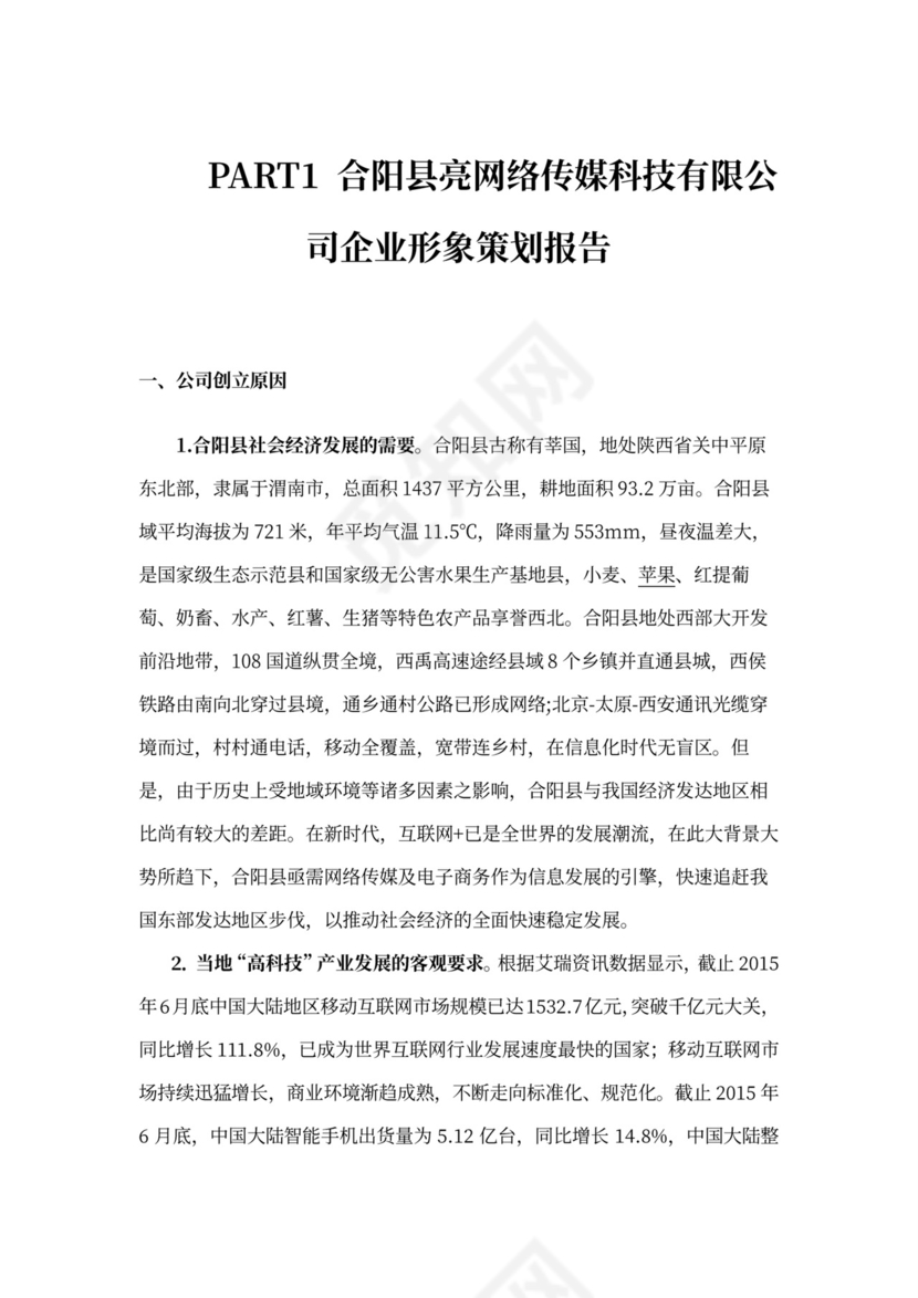 企业形象策划报告及经营方案