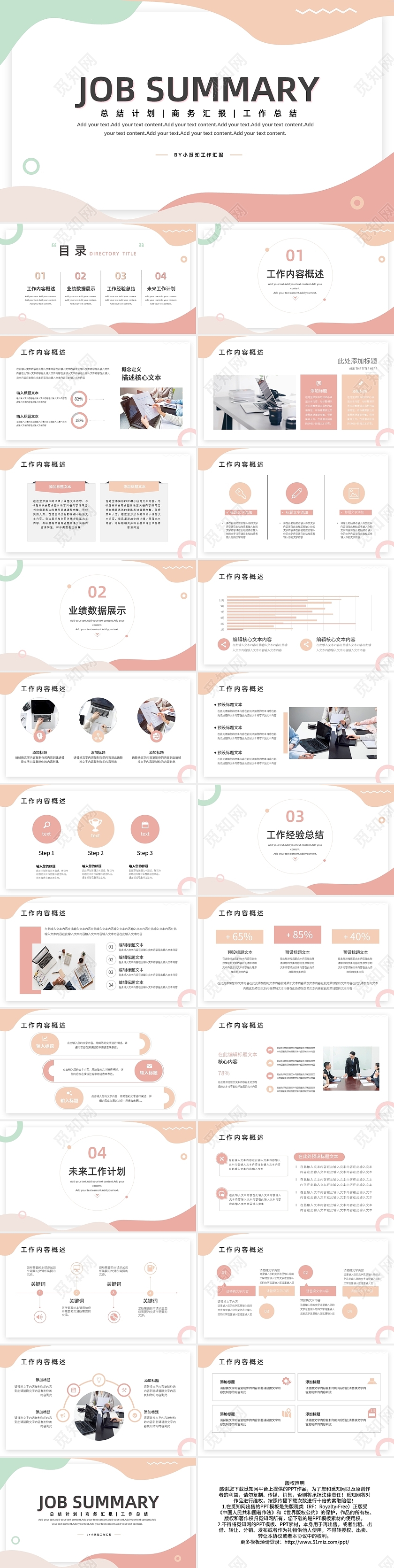 浅色小清新工作总结汇报述职PPT模板宣传PPT动态PPT