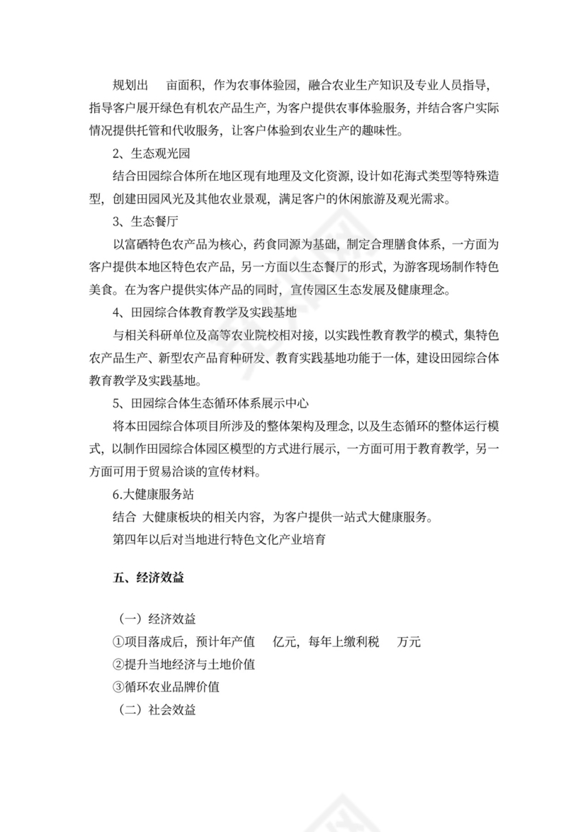 田园综合体项目计划框架