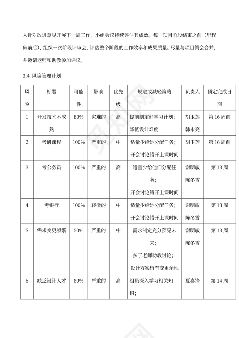 软件项目计划书(模板)
