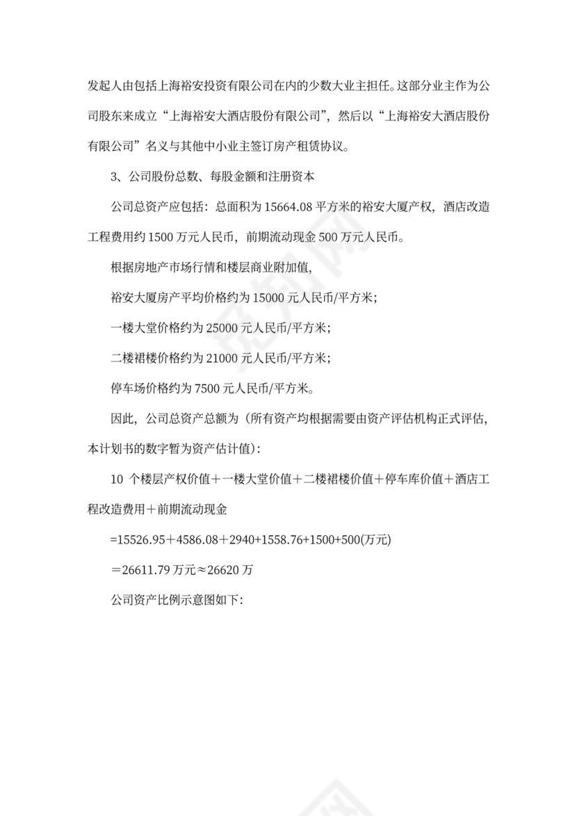 上海裕安大酒店项目计划书