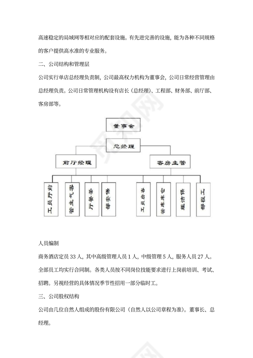 酒店项目计划书