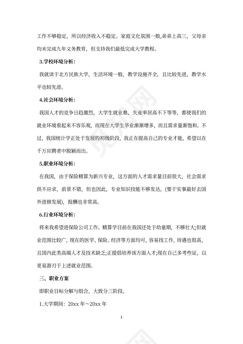 银行职业规划word