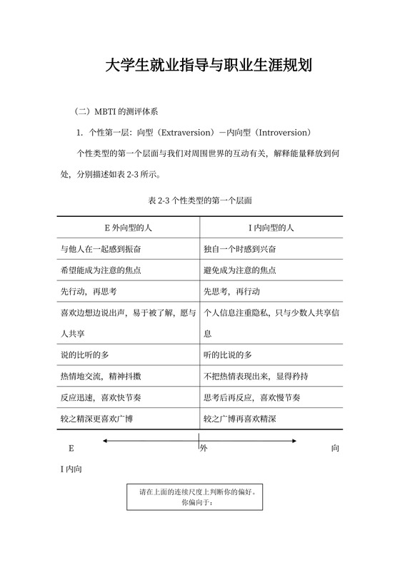 大学生就业指导与职业生涯规划(兴趣、性格探索)