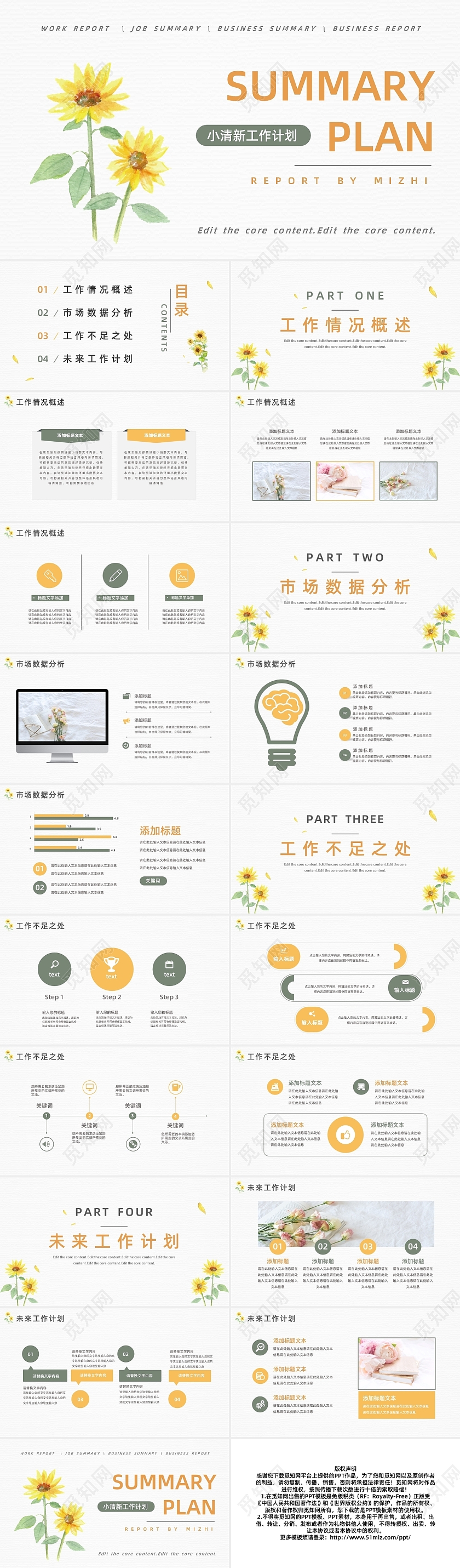 黄绿小清新工作总结PPT模板宣传PPT动态PPT