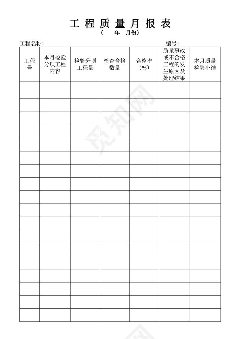 工程质量月报表