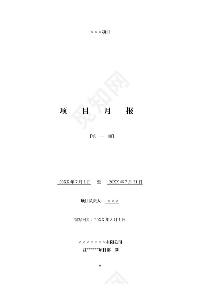 项目月报格式