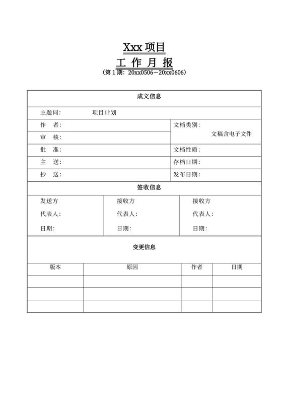 软件项目工作月报