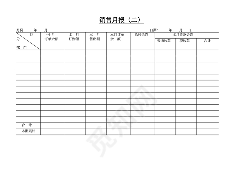 销售月报（二）