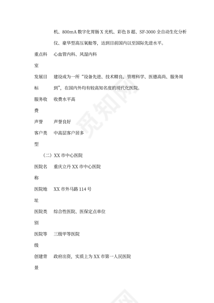 医院商业计划书