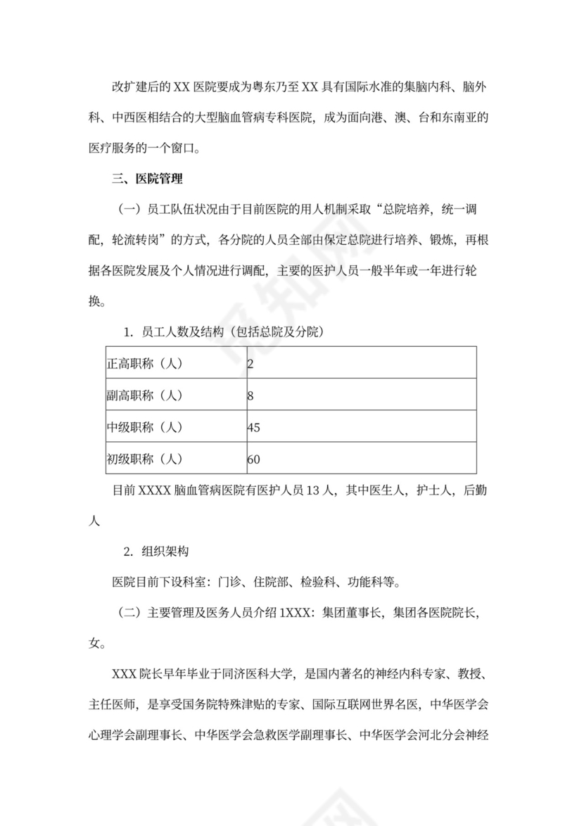 医院商业计划书