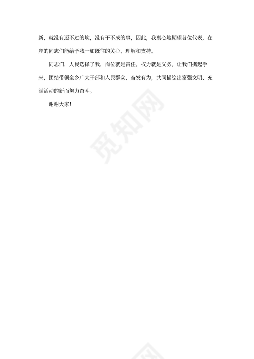 任副乡长就职表态发言稿