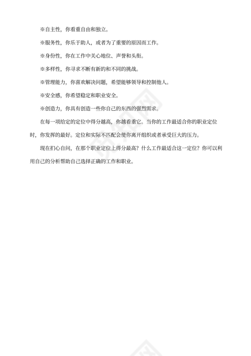 企业之职业评估测验