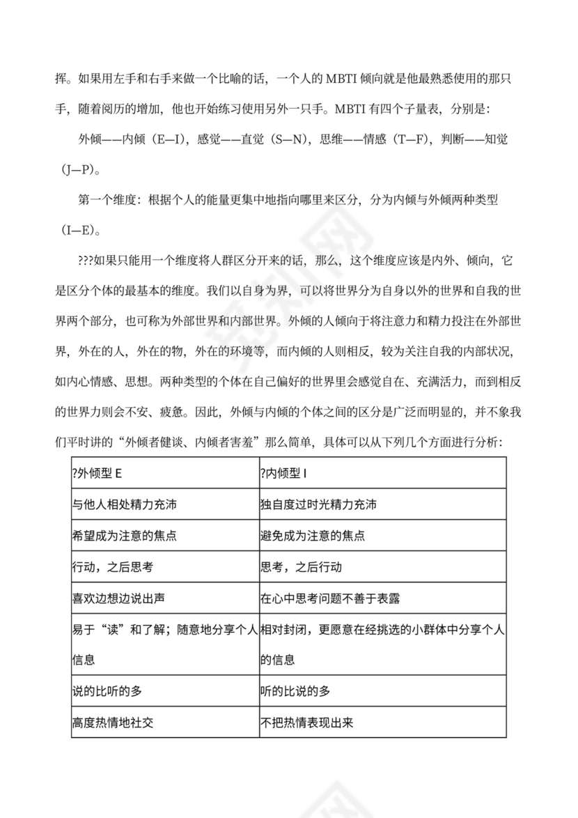 职业性格测试及解析最完整