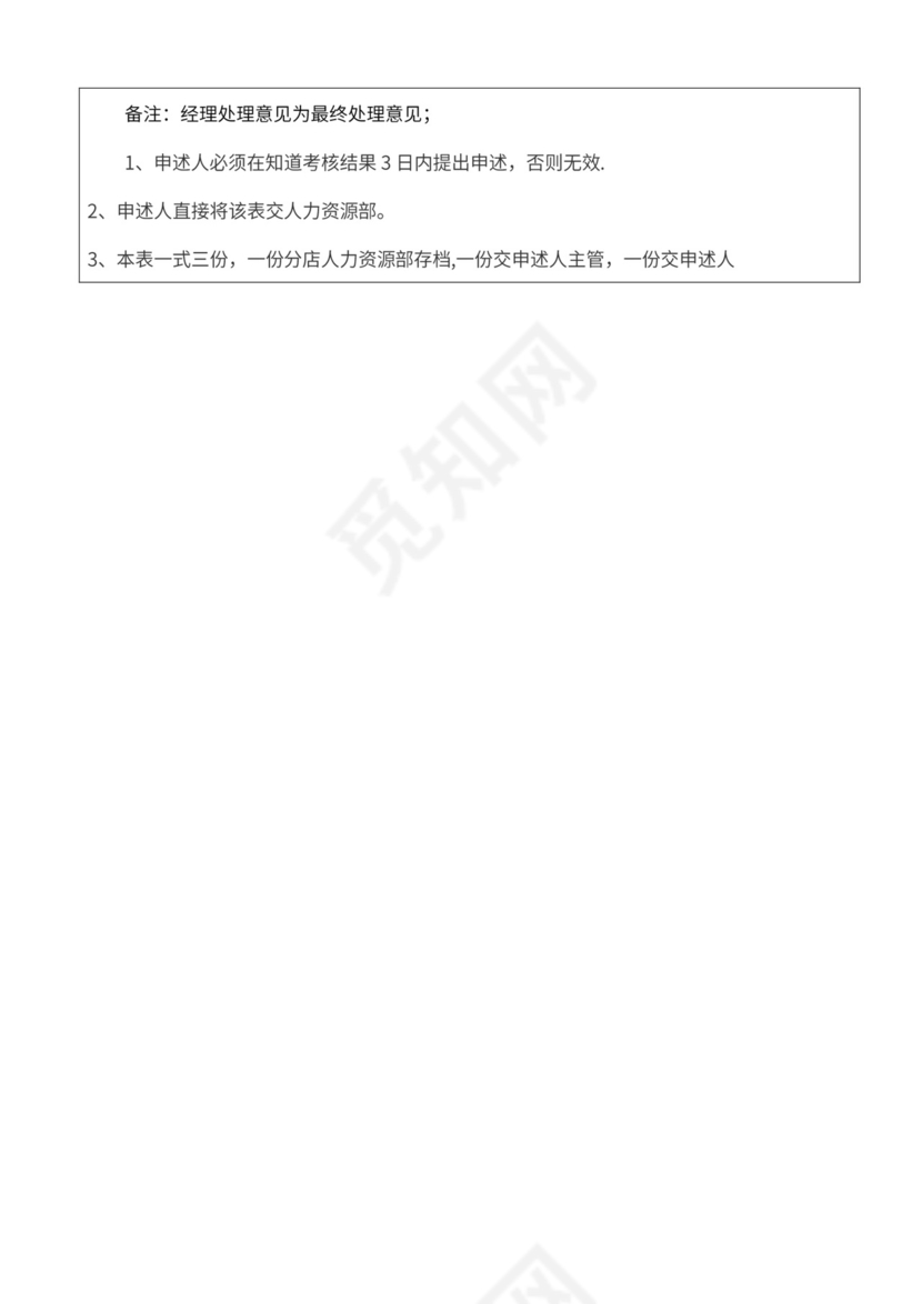 绩效考核申诉表