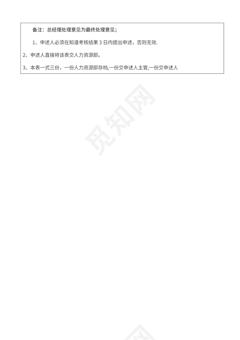 绩效考核申诉表