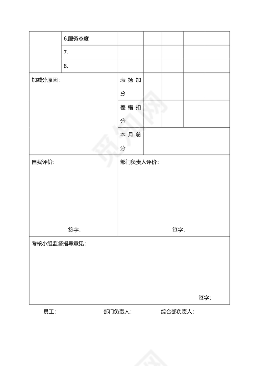 员工绩效考核标准新