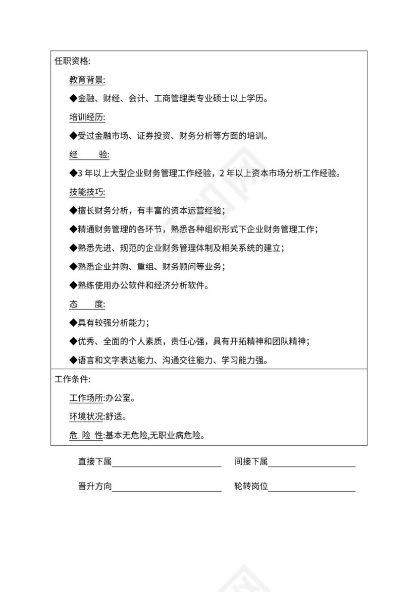 人事管理职位说明书与绩效考核范本