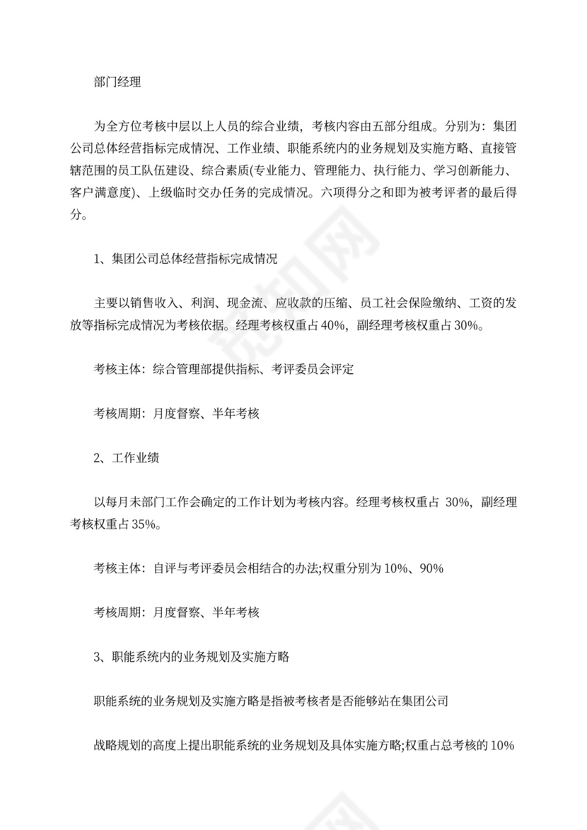 公司绩效考核管理方案样本经典管理方案