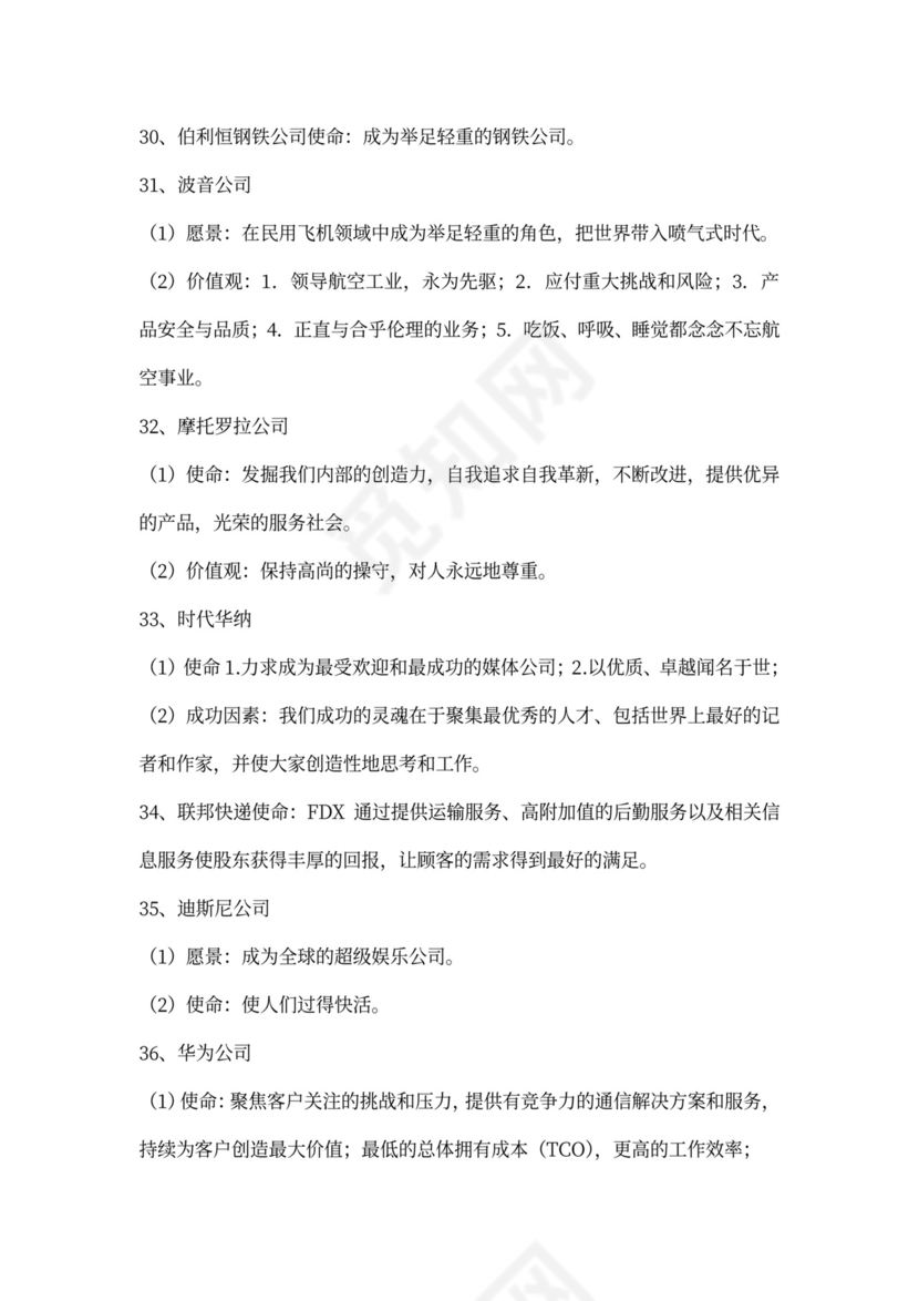 56条著名企业愿景范文