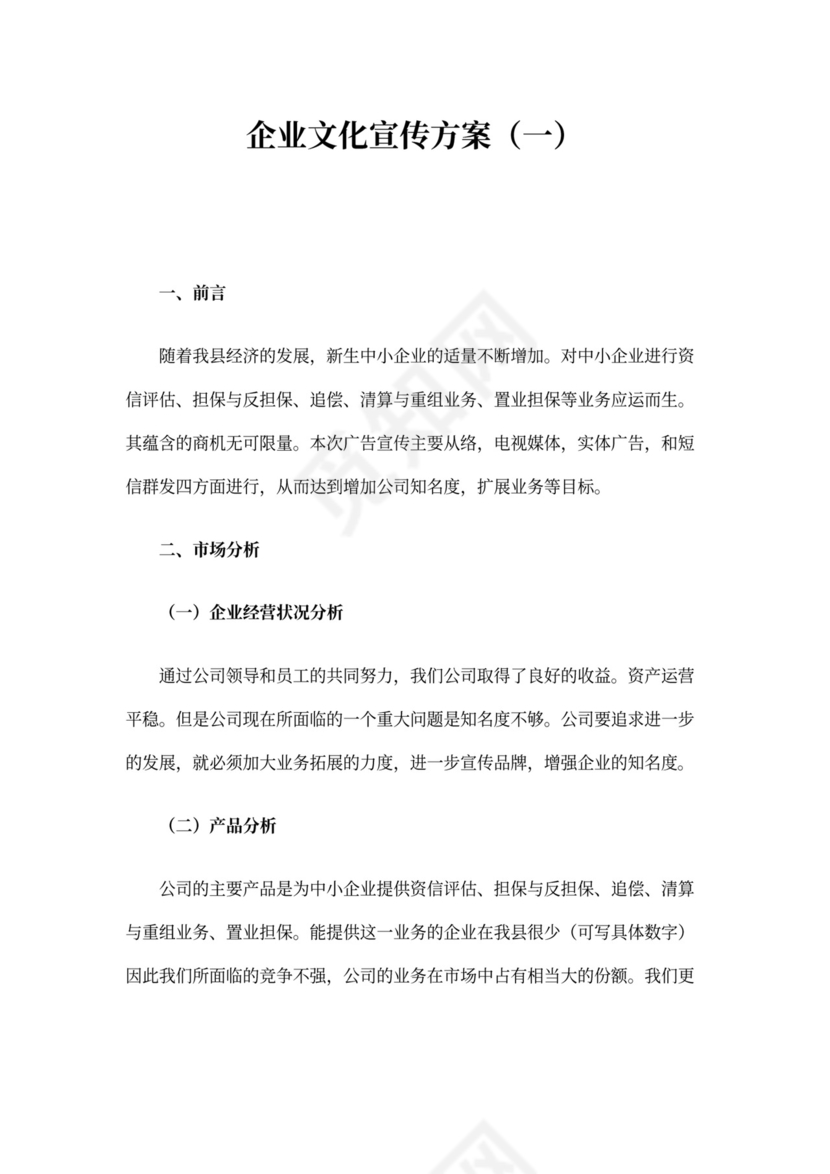 企业文化宣传方案word