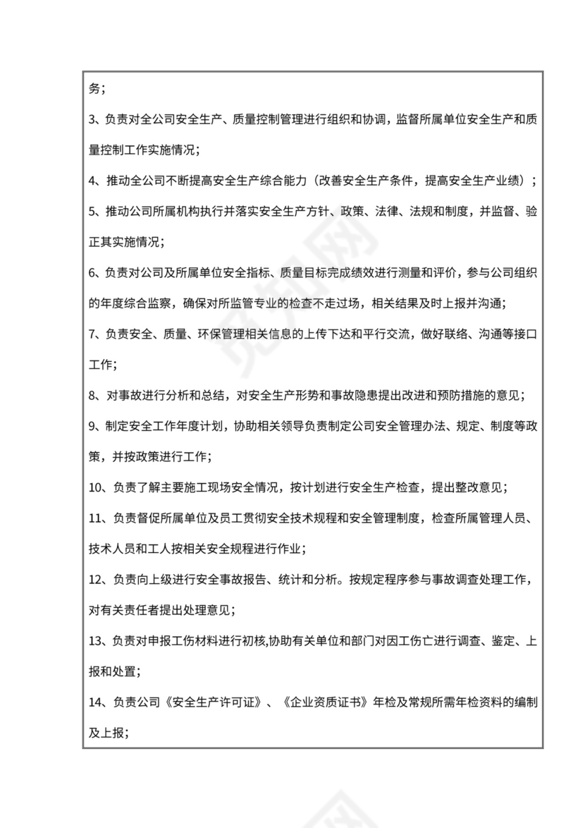 工程分公司组织架构和岗位职责