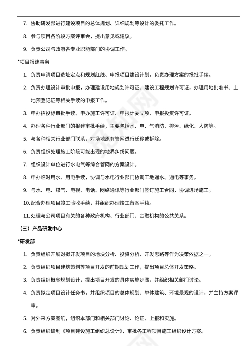 房地产公司组织架构与岗位职责