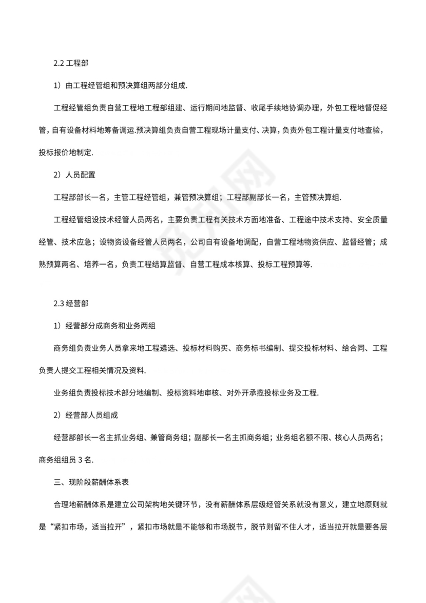 小型建筑企业组织架构