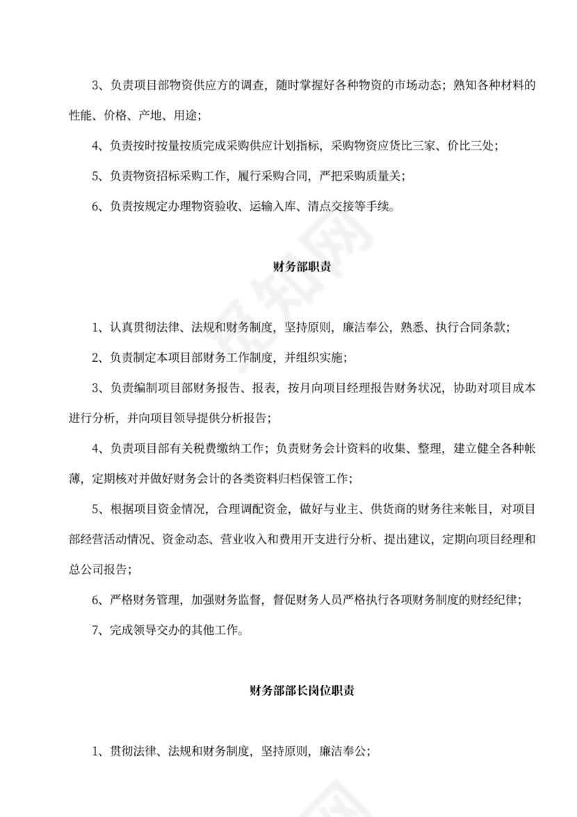 工程项目岗位职责