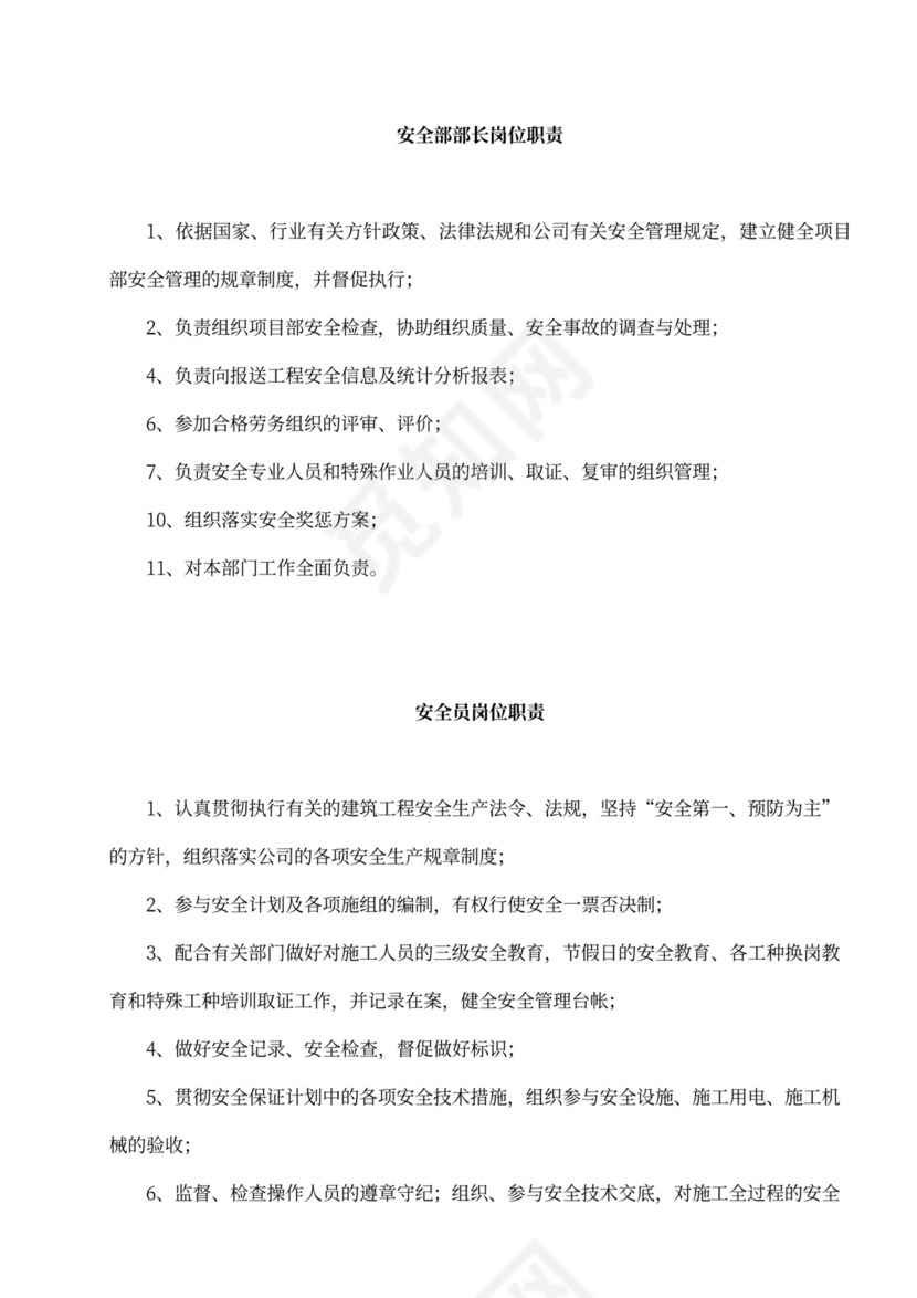 工程项目岗位职责