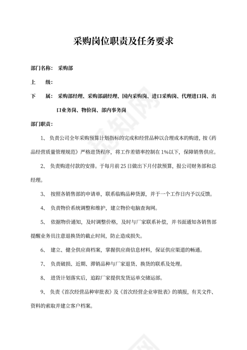 采购岗位职责及任务新要求