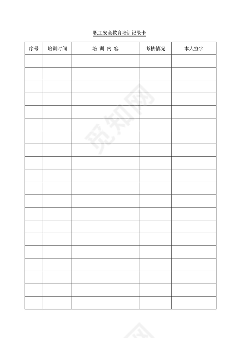 企业职工安全教育培训档案