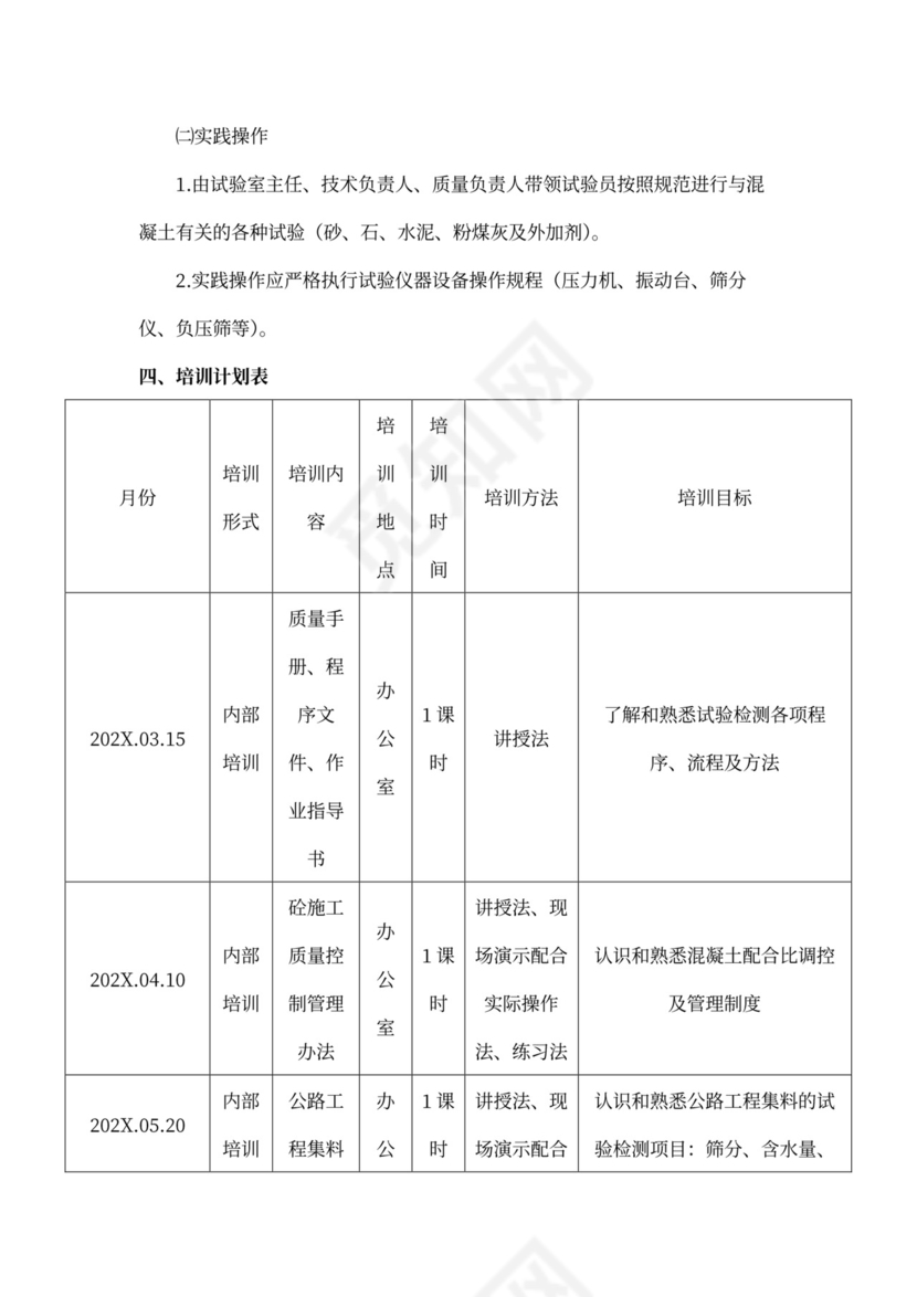 工地实验室试验检测人员培训计划