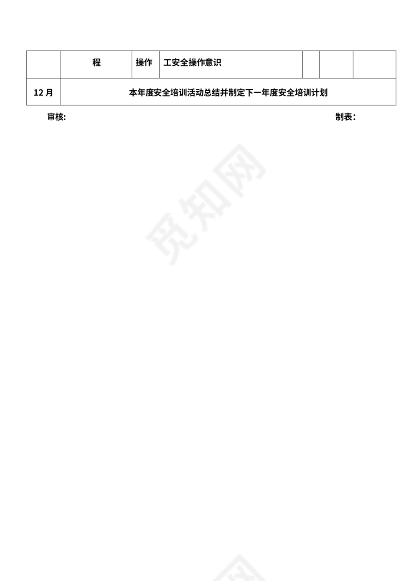 公司新员工安全培训开展计划表