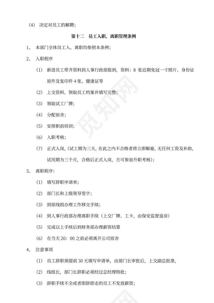 简约工厂员工管理规章制度Word模版